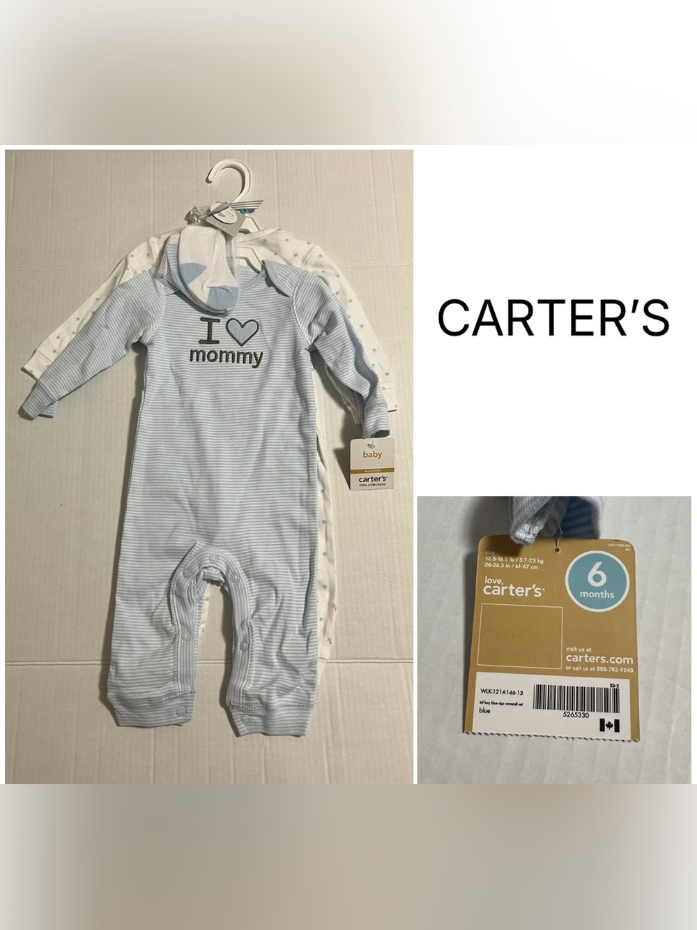 CARTER’S - 6M - NWT - INFANT BOYS COVERALL AND SOCKS SET